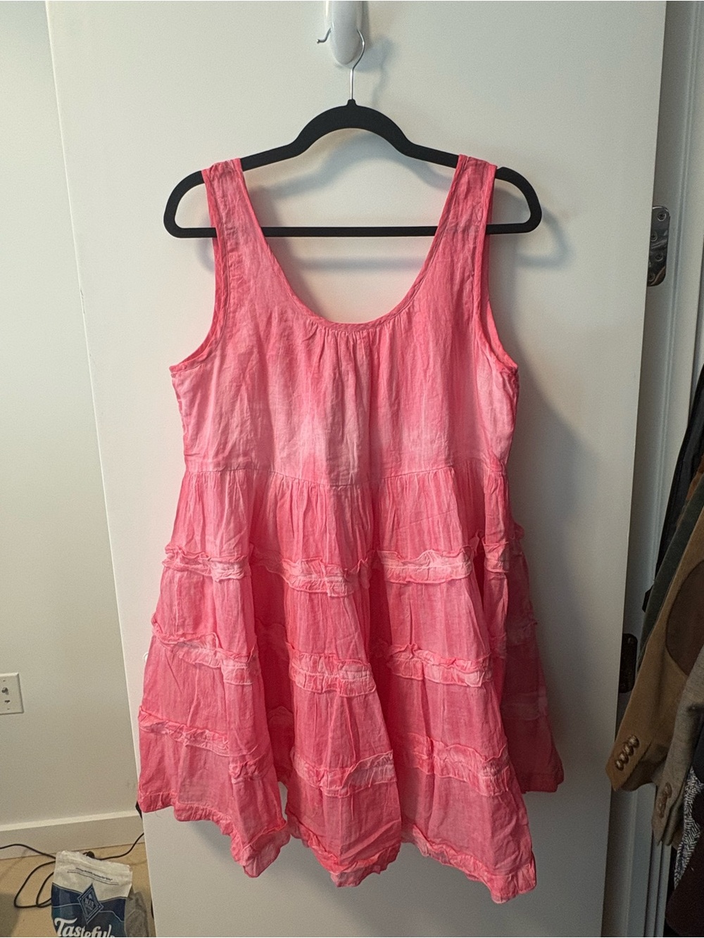 Boho Pink Tie-Dye Tank Mini Dress